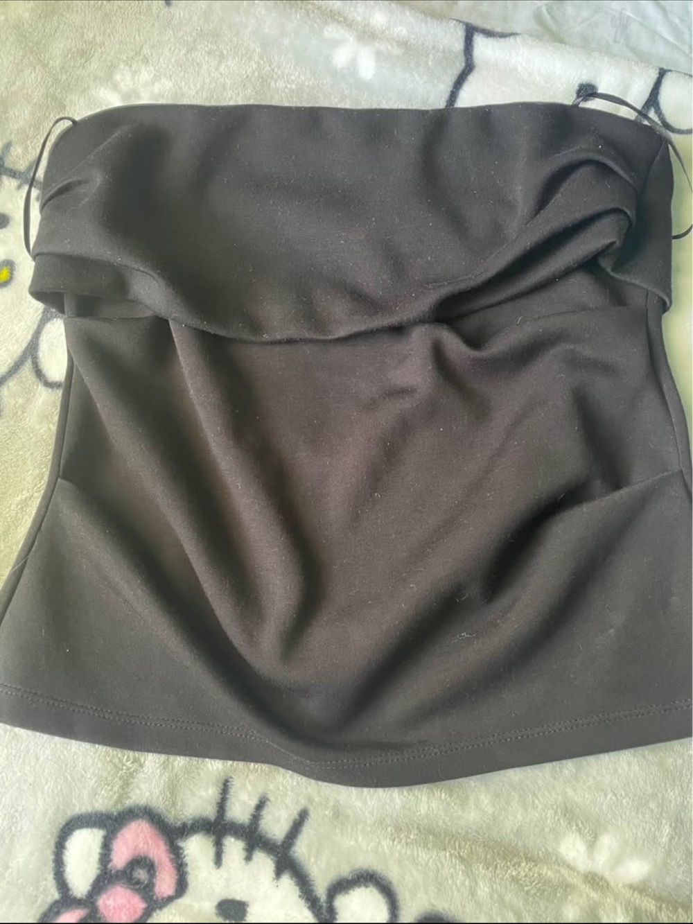 Black Strapless Fold-Over Tube Top